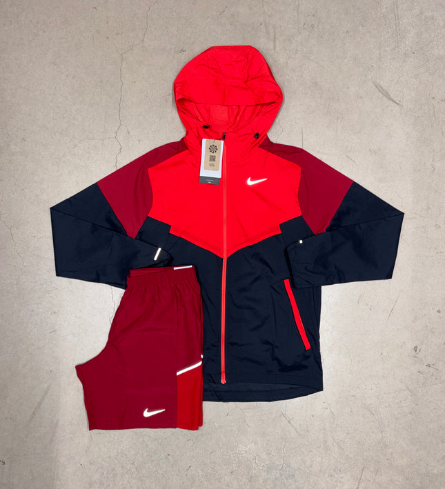 Nike Red/Black Repel UV Windrunner Jacket x 7" Red Miler Shorts