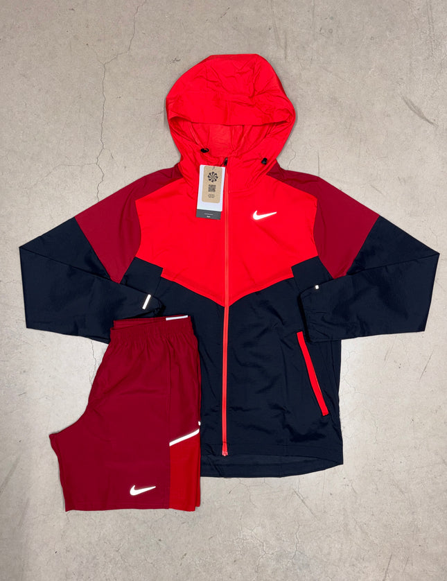 Nike Red/Black Repel UV Windrunner Jacket x 7" Red Miler Shorts
