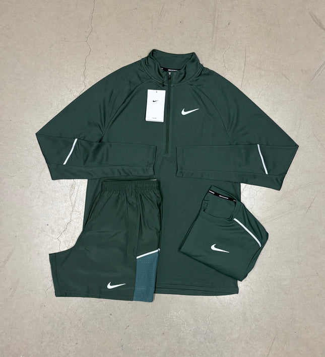 Nike Camo Green Dri-Fit Miler Q-Zip Matching Full Bundle