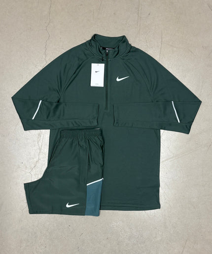 Nike Camo Green Dri-Fit Miler Q-Zip x Nike 7" Camo Green Miler Shorts