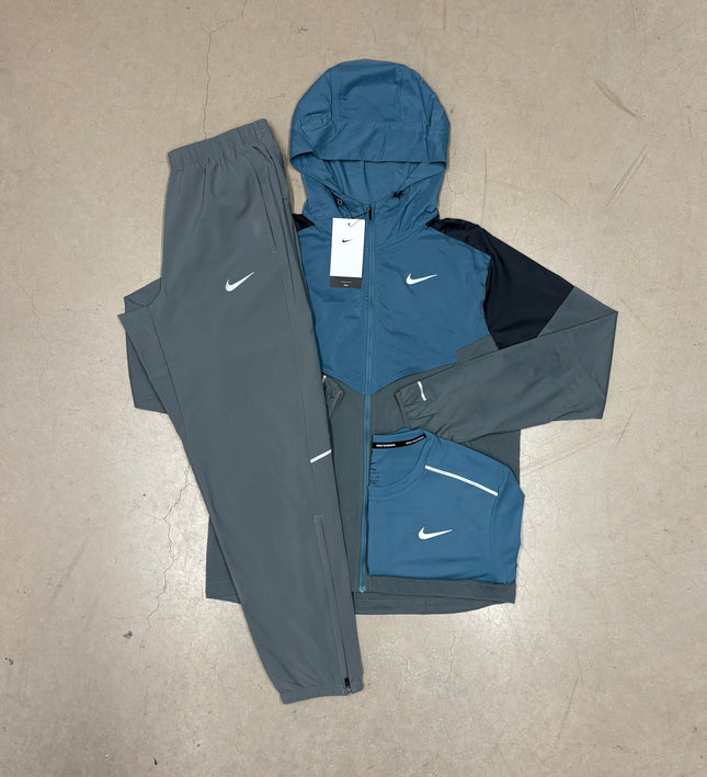 Nike Smoke Grey/Blue Windrunner Jacket x Nike Grey Miler Pants Full Bundle