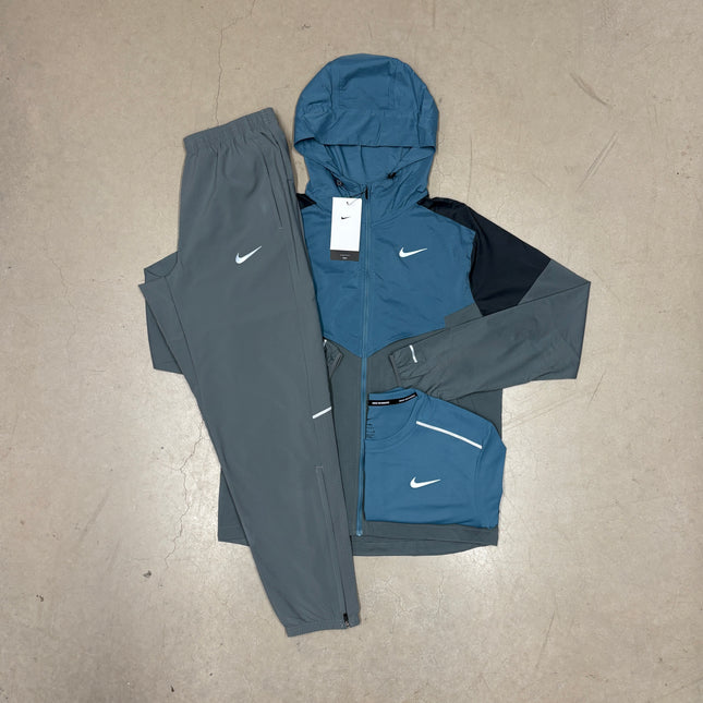 Nike Smoke Grey/Blue Windrunner Jacket x Nike Grey Miler Pants Full Bundle