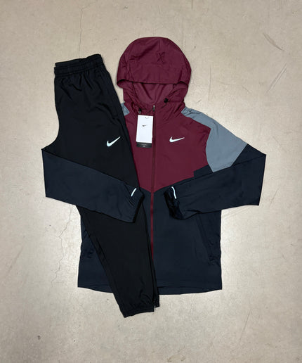 Nike Dark Burgundy Windrunner Jacket x Nike Black Challenger Pants
