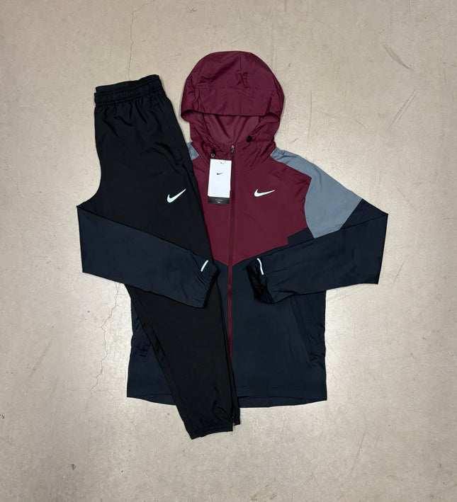 Nike Dark Burgundy Windrunner Jacket x Nike Black Challenger Pants