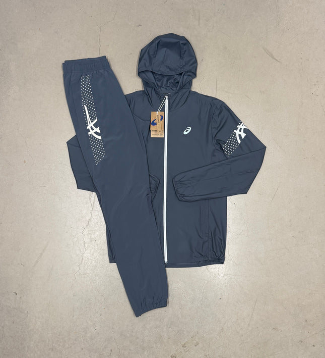 ASICS Dark Grey Icon SS Jacket x Matching Icon SS Pants